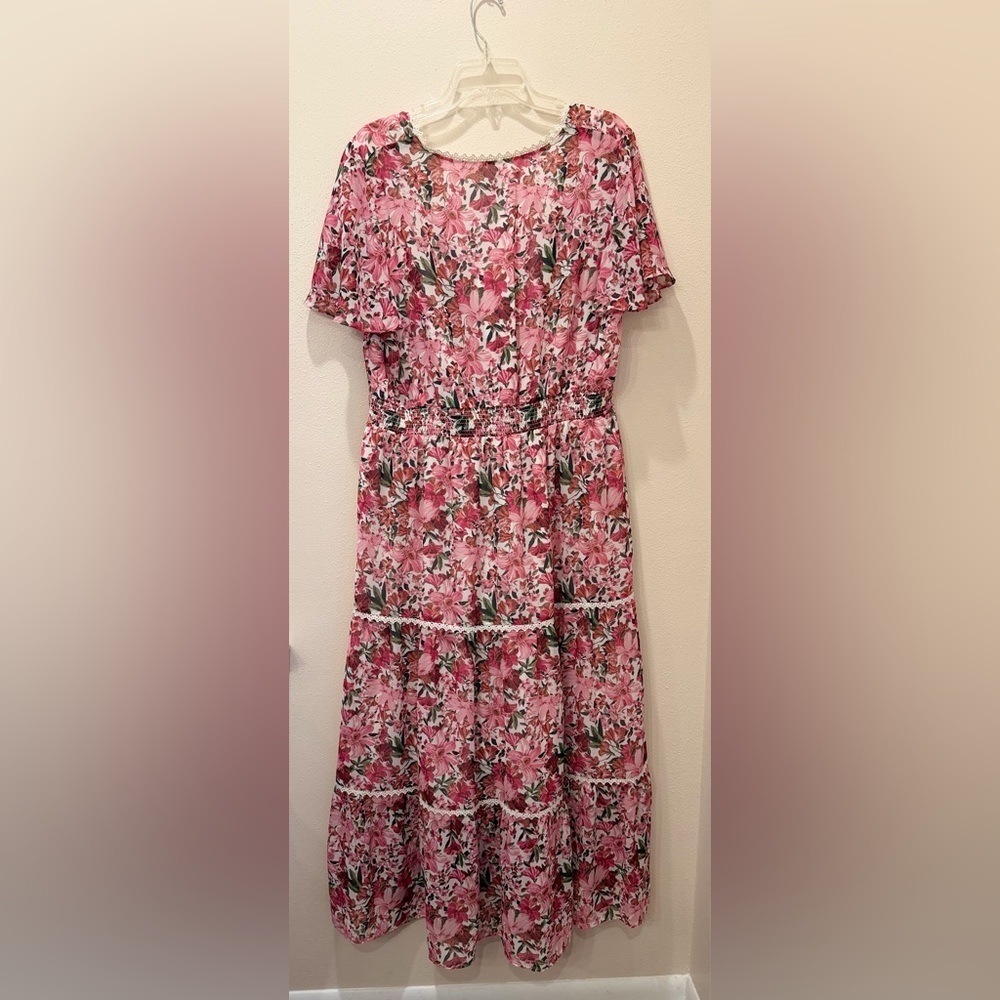 Anne Klein Women's Printed Surplice-Neck Flutter-Sleeve Dress - Picture 4 of 4